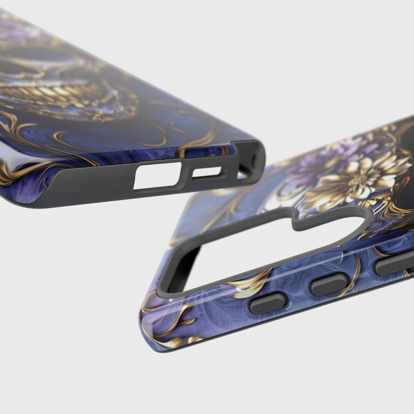 Gold Floral Skull Design Phone Case for Galaxy S series Phones