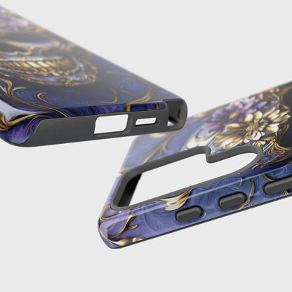 Gold Floral Skull Design Phone Case for Galaxy S series Phones