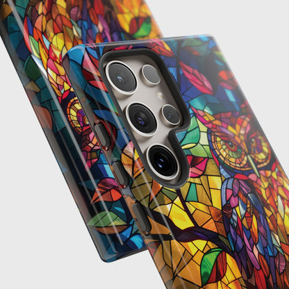 Colourful Owl Stained Glass Design Samsung Phone Case