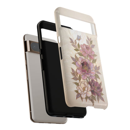 The Cloisonné Peony – Faux Stained Glass & Pearl Design Phone Case for Google Pixel
