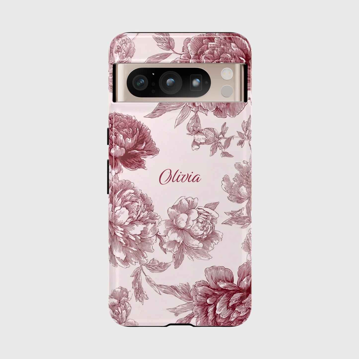 Personalisable Pink Toile Floral Design Phone Case for Google Pixel