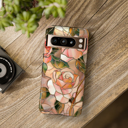 Pink Rose Gold Stained Glass Design Google Pixel Phone Case