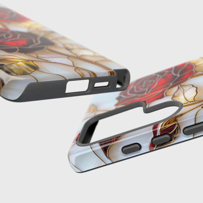 Luxury Red Rose Stained Glass Design Phone Case for Galaxy S series Phones