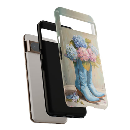 The Country Coquette – Impasto Boot & Hydrangea Design Phone Case for Google Pixel