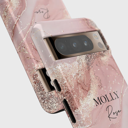 Personalised Luxury Pink Marble Design Phone Case for Google Pixel