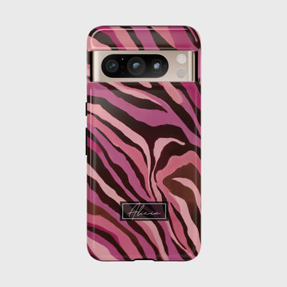 Personalisable Pink Zebra Print Design Phone Case for Google Pixel