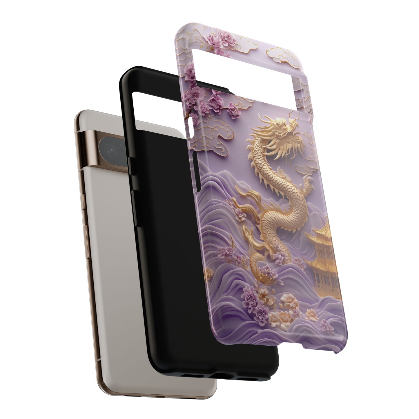 3D Effect Dragon & Floral Asian Art Design Google Pixel Phone Case