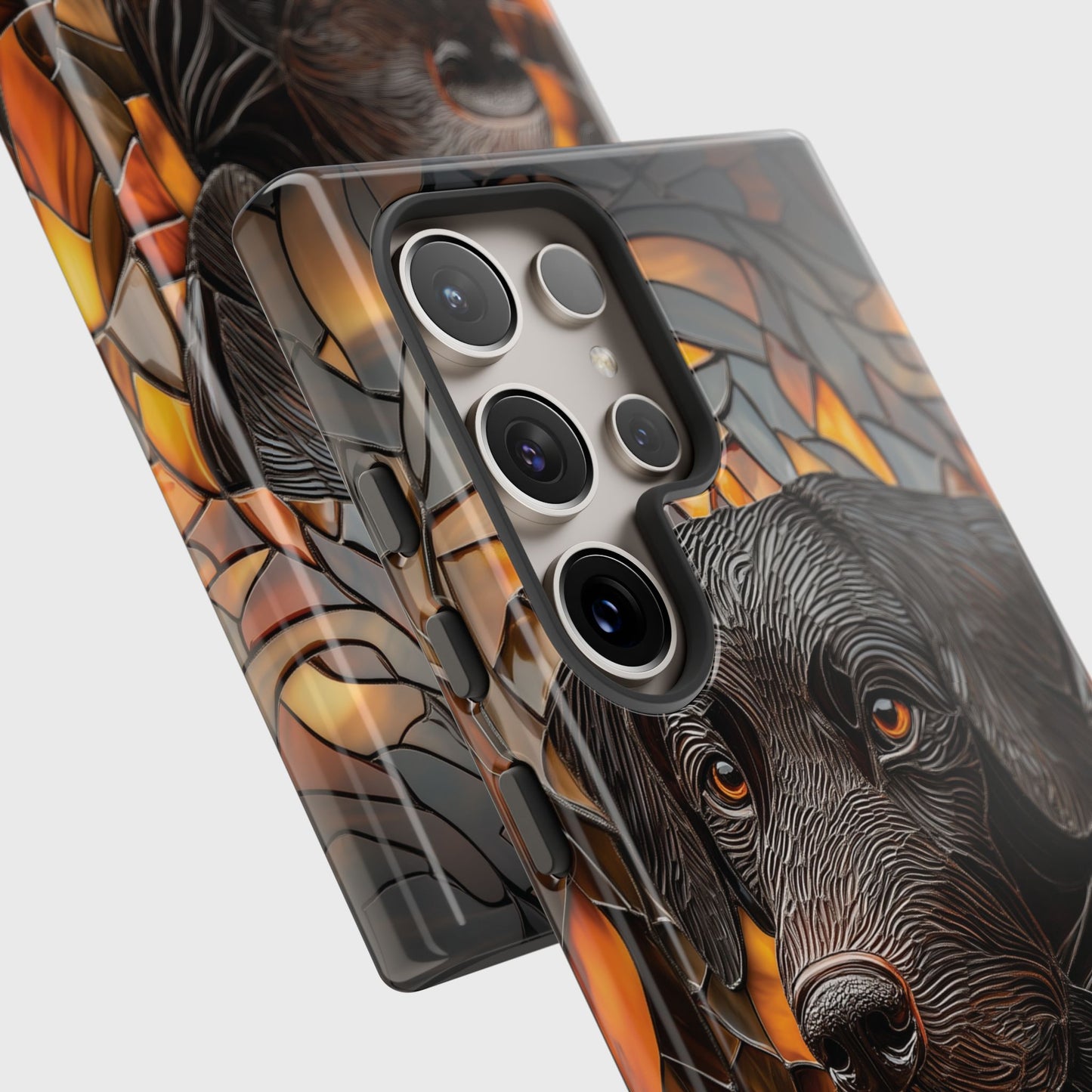 Black Labrador Stained Glass Design Samsung Phone Case