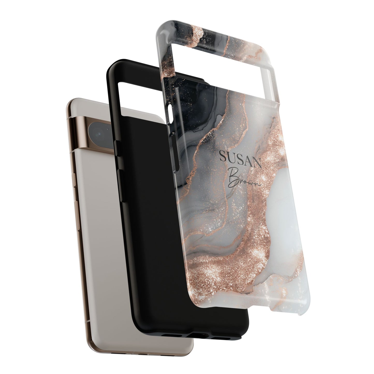 Personalised Luxury RoseGold Marble Design Phone Case for Google Pixel