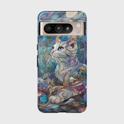 Cute Cat Stained Glass Design Design Google Pixel Phone Case