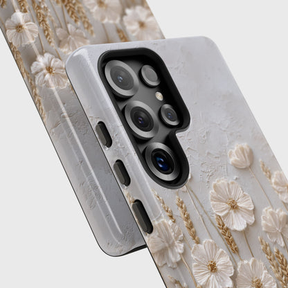 The Golden Meadow – 3D Impasto Botanical Design Phone Case for Galaxy S series Phones