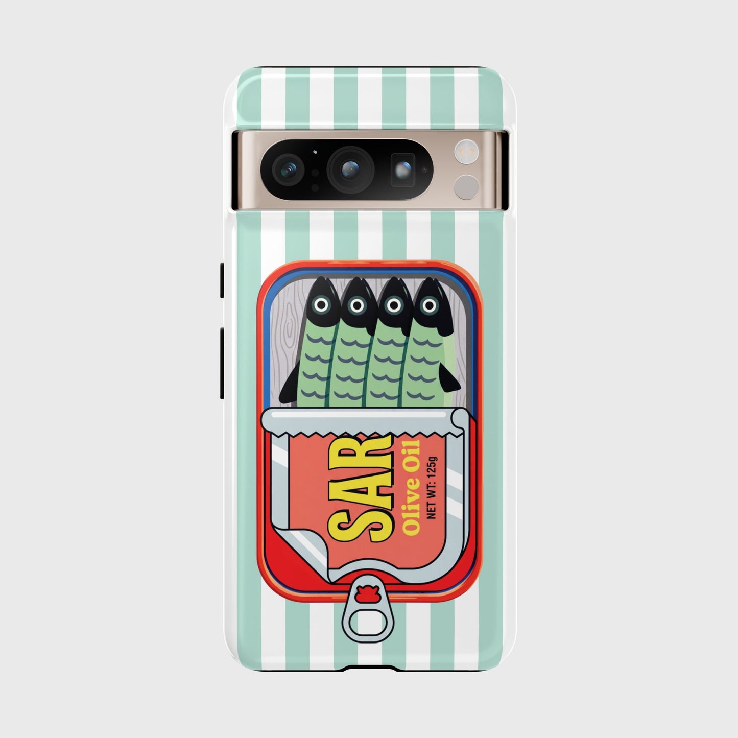 The Vintage Sardine Tin – Pop-Art Striped Design Phone Case for Google Pixel (Mint)