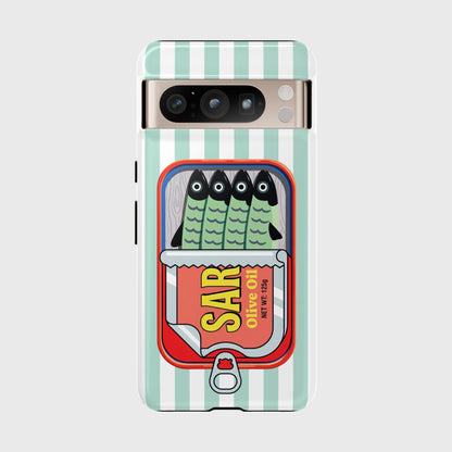 The Vintage Sardine Tin – Pop-Art Striped Design Phone Case for Google Pixel (Mint)