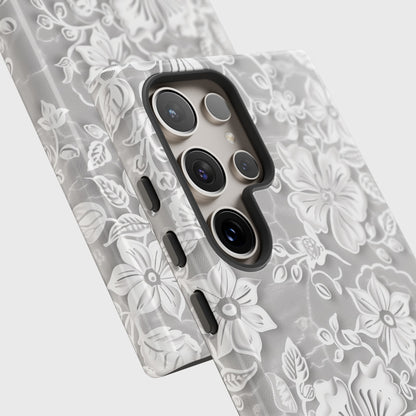 Elegant White Floral Lace Design Samsung Phone Case