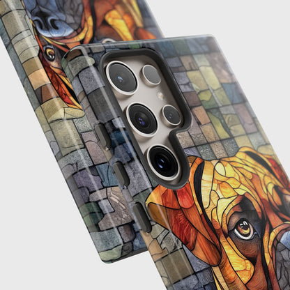 Boxer Dog Portrait Stained Glass Design Case for Galaxy S series Phones