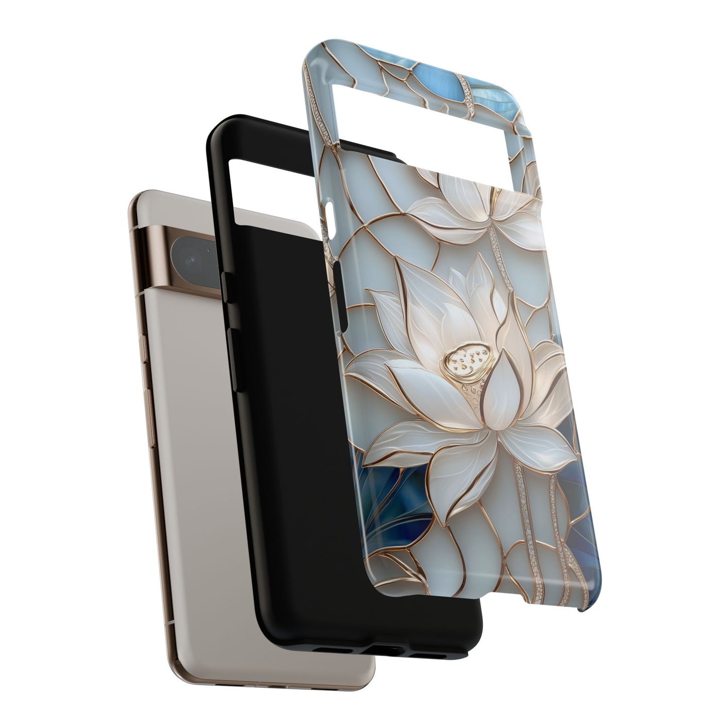 White Lotus Stained Glass Design 1 Print Google Pixel Phone Case