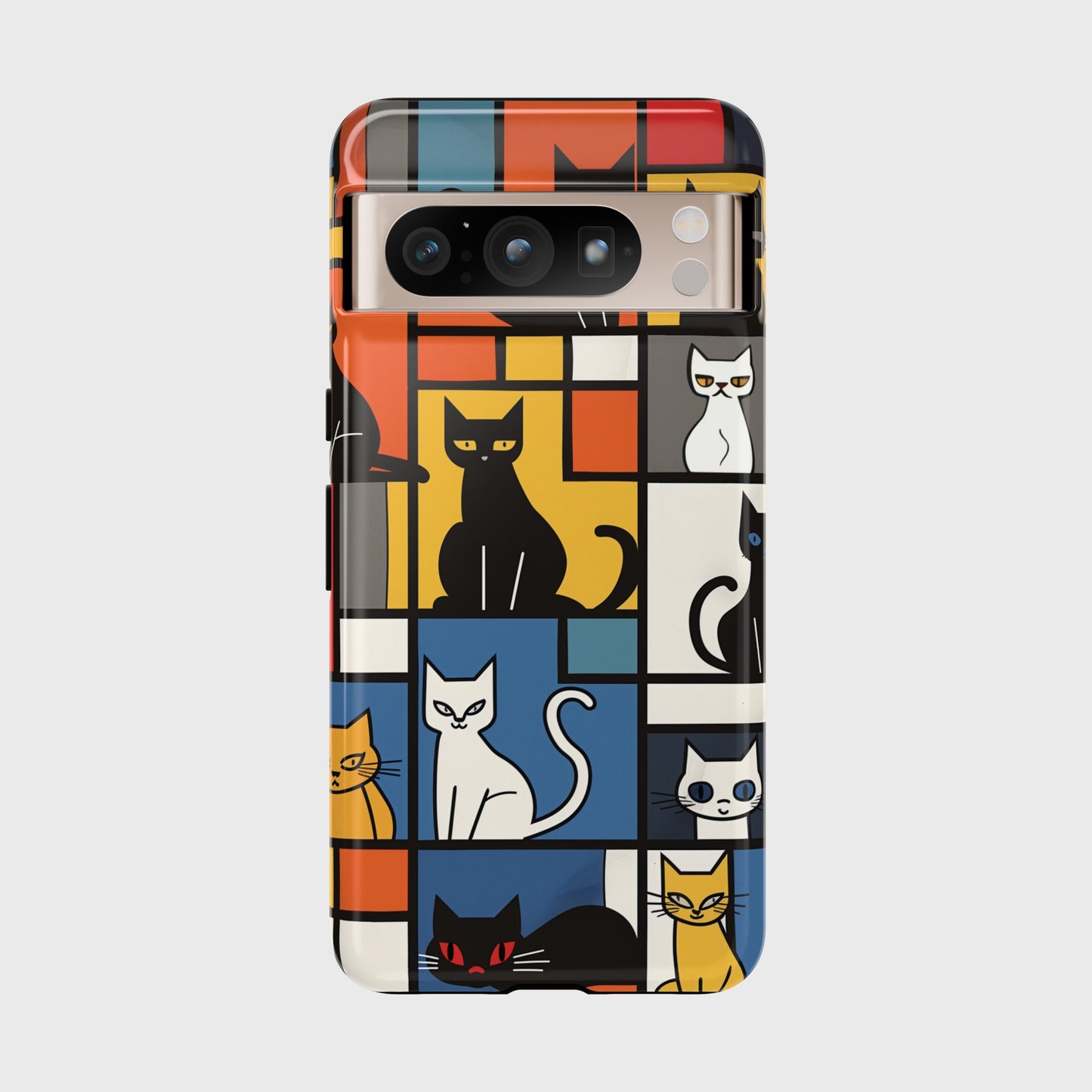 Cats in Piet Mondrian Style Abstract Art Design Google Pixel Phone Case