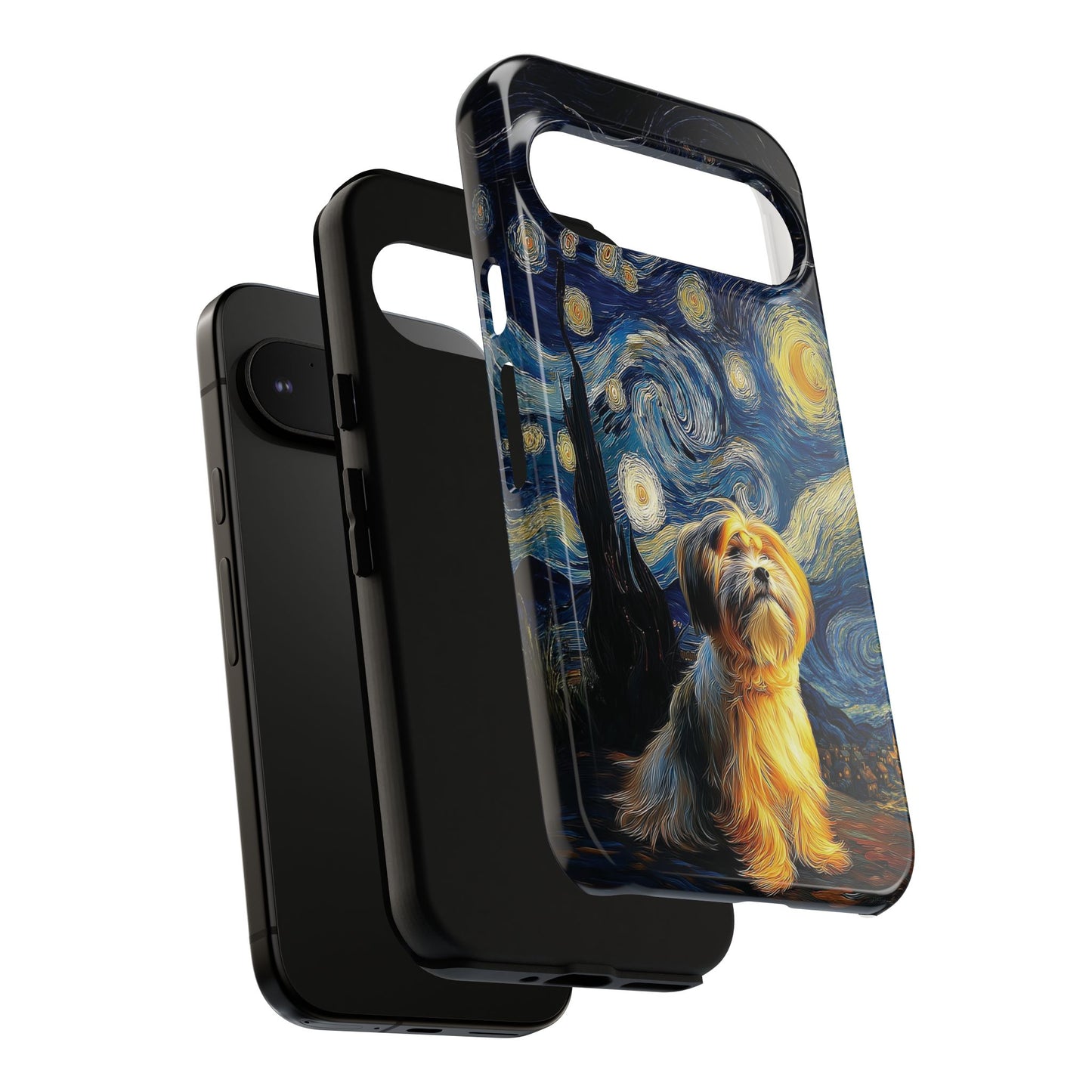 The Starry Night Stargazer – Custom Impressionist Pet Phone Case for Google Pixel