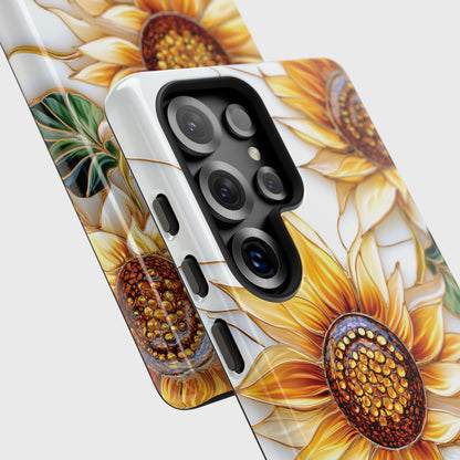 Elegant Sunflowers Stained Glass Design Phone Case for Galaxy S series Phones