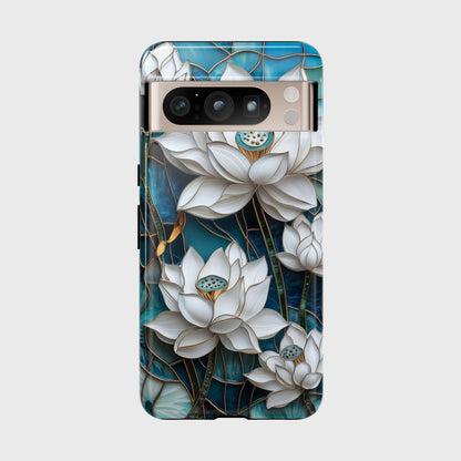 White Lotus Stained Glass Design 2 Print Google Pixel Phone Case