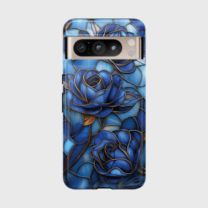 Blue Roses Stained Glass Design Phone Case for Google Pixel