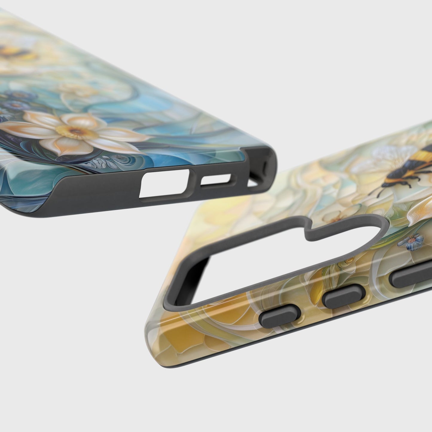 Bumblebee & Floral Stained Glass Art Design Phone Case for Galaxy S series Phones