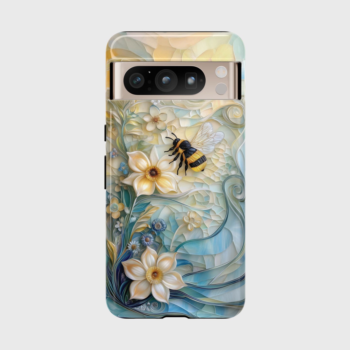 Bumblebee & Floral Stained Glass Art Design Phone Case for Google Pixel