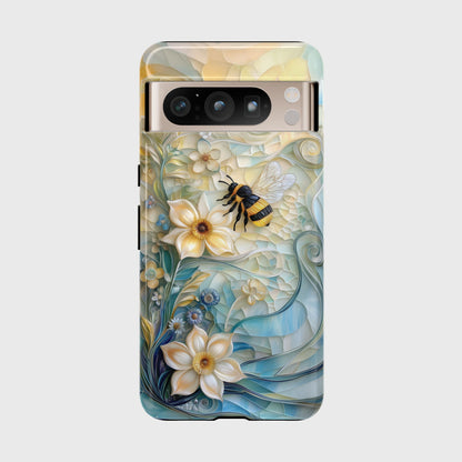 Bumblebee & Floral Stained Glass Art Design Phone Case for Google Pixel