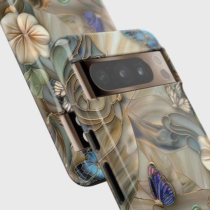 Floral Butterflies Stained Glass Design Google Pixel Phone Case