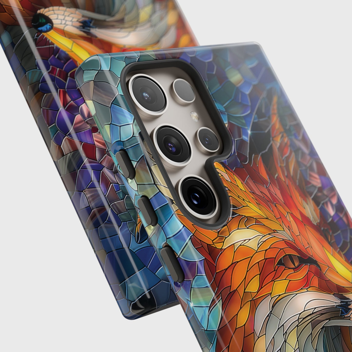 Orange Fox Stained Glass Design Samsung Phone Case