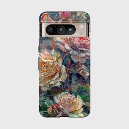 Elegant Roses Stained Glass Design Google Pixel Phone Case