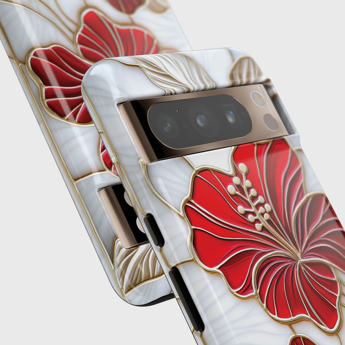 Red Hibiscus Stained Glass Design Phone Case for Google Pixel