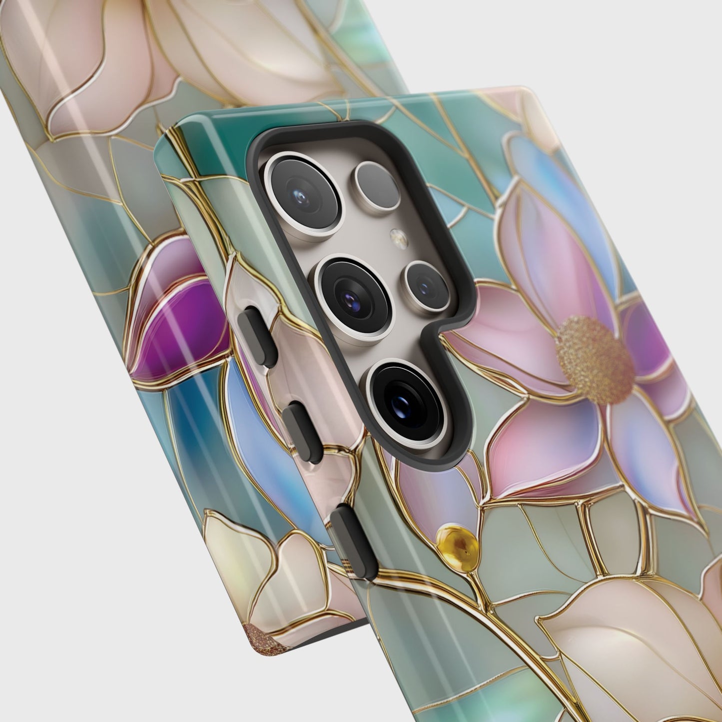 Elegant Floral Stained Glass Effect Design Case for Galaxy S series Phones