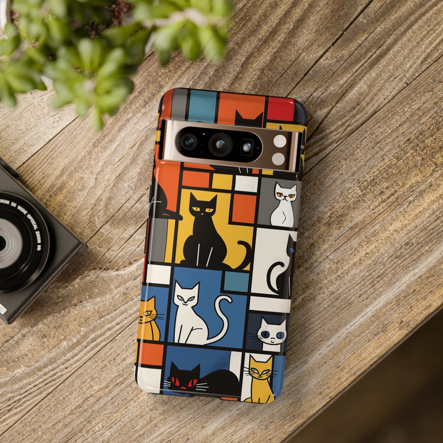 Cats in Piet Mondrian Style Abstract Art Design Google Pixel Phone Case