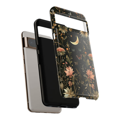 Cottagecore Celestial Moon Floral Design Phone Case for Google Pixel