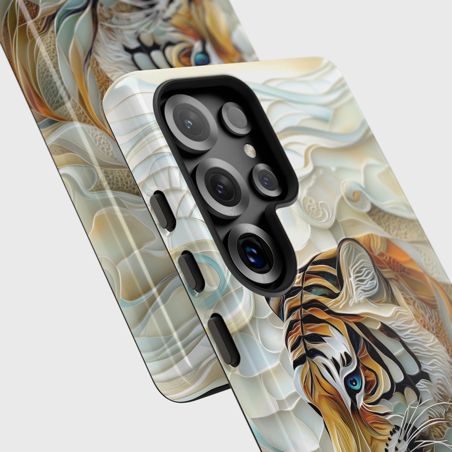 Majestic Tiger Stained Glass Design Phone Case for Galaxy S series Phones