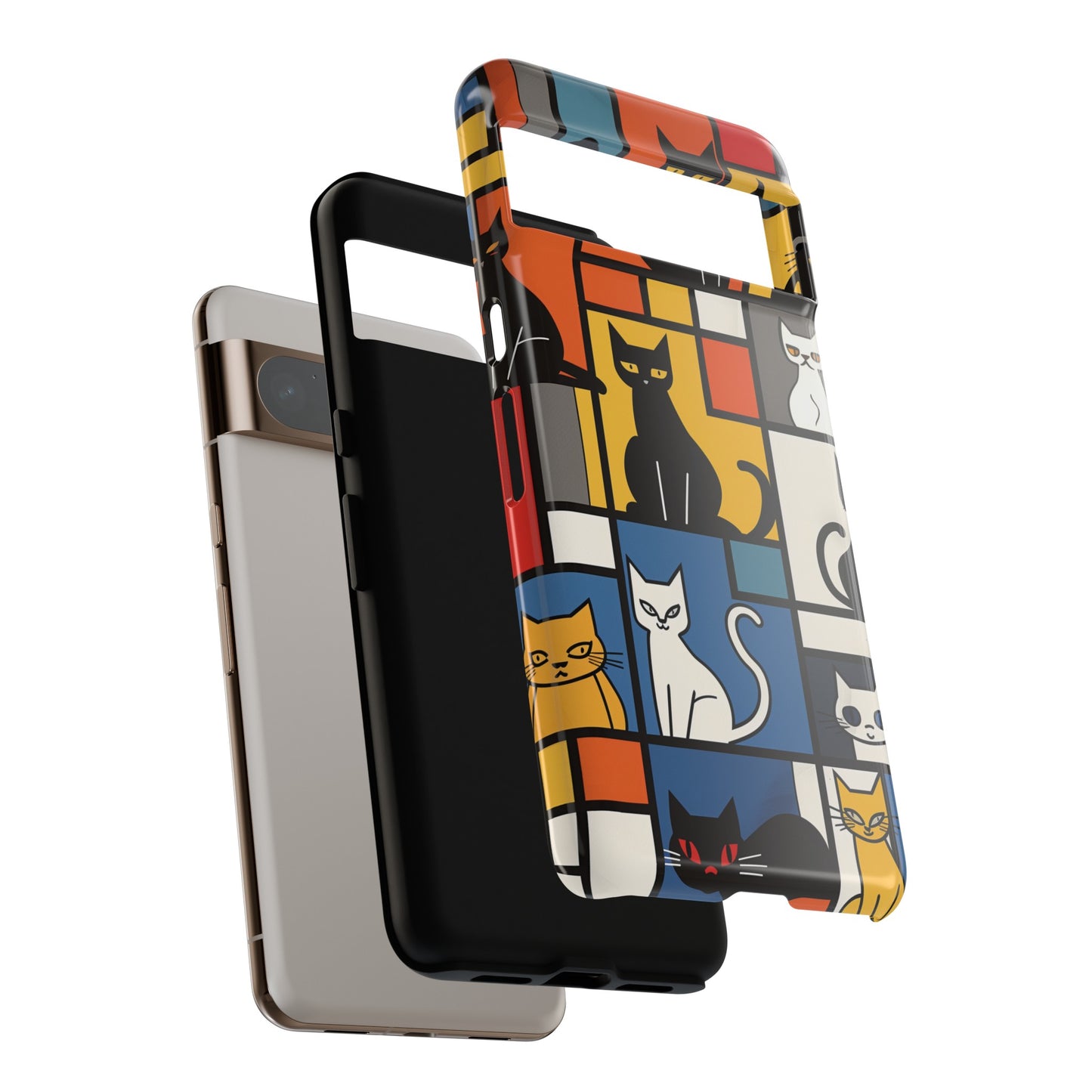 Cats in Piet Mondrian Style Abstract Art Design Google Pixel Phone Case