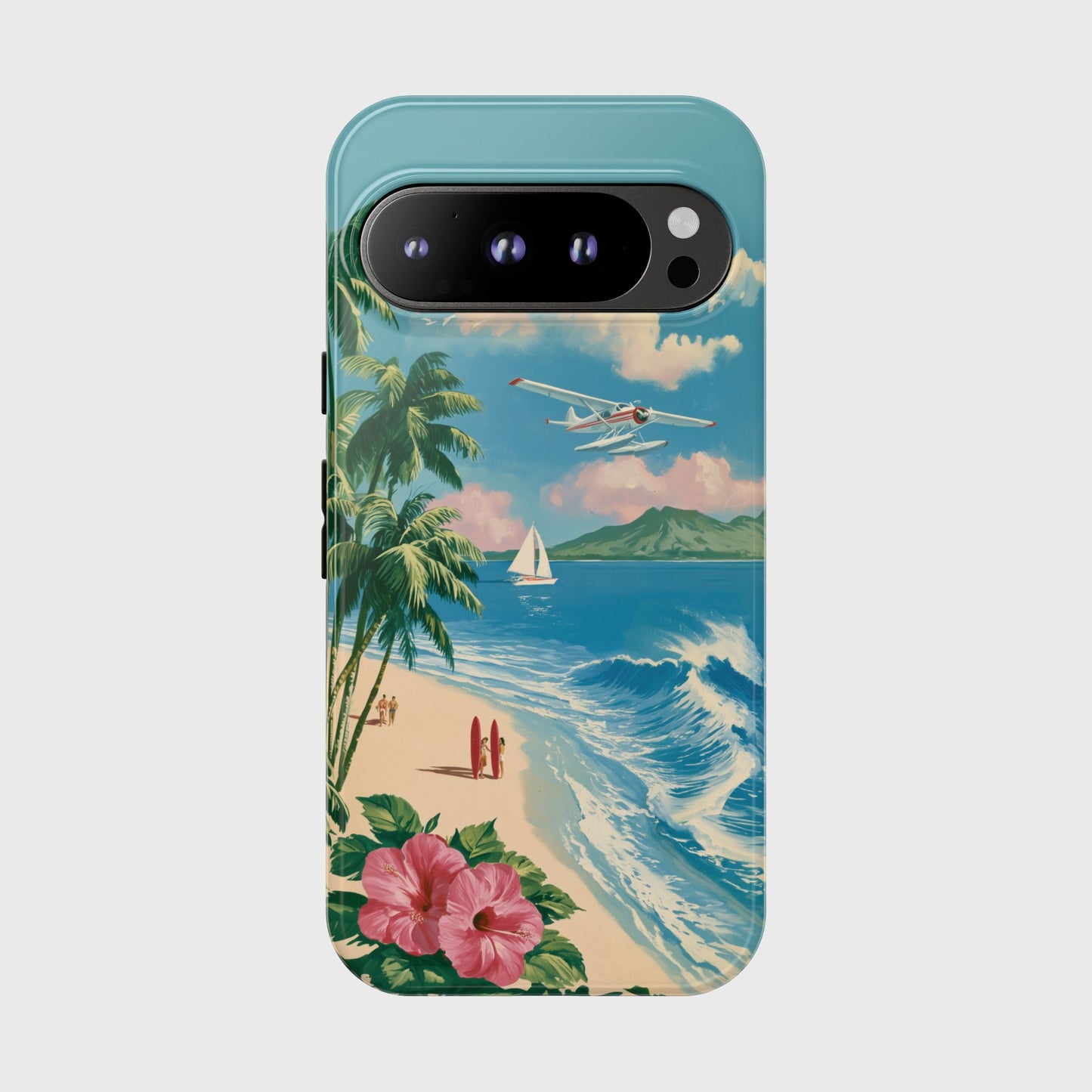The Retro Paradise – Vintage Travel Poster Phone Case for Google Pixel