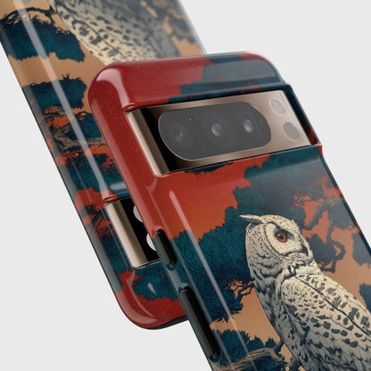 The Sunset Pine – Ukiyo-e Owl Design Phone Case for Google Pixel