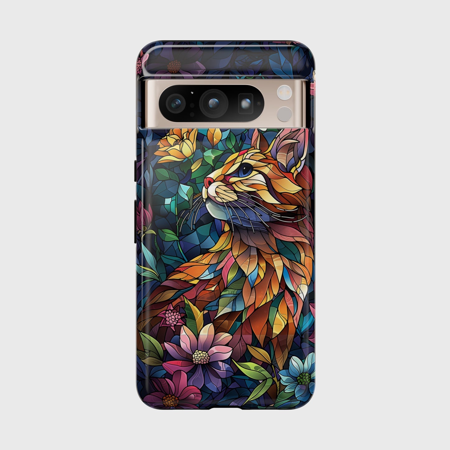 Elegant Colourful Cat Stained Glass Design Google Pixel Phone Case