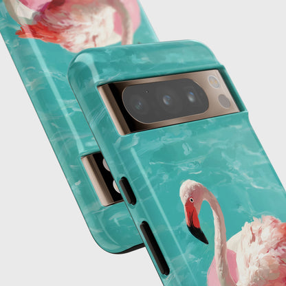 Out of Office Mode - The Poolside Flamingo Impressionist Summer Design Phone Case for Google Pixel