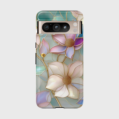 Elegant Floral Stained Glass Effect Design Phone Case for Google Pixel