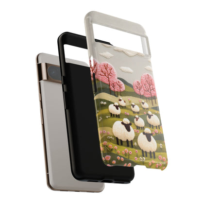 The Embroidered Meadow – Faux Needlepoint Design Phone Case for Google Pixel