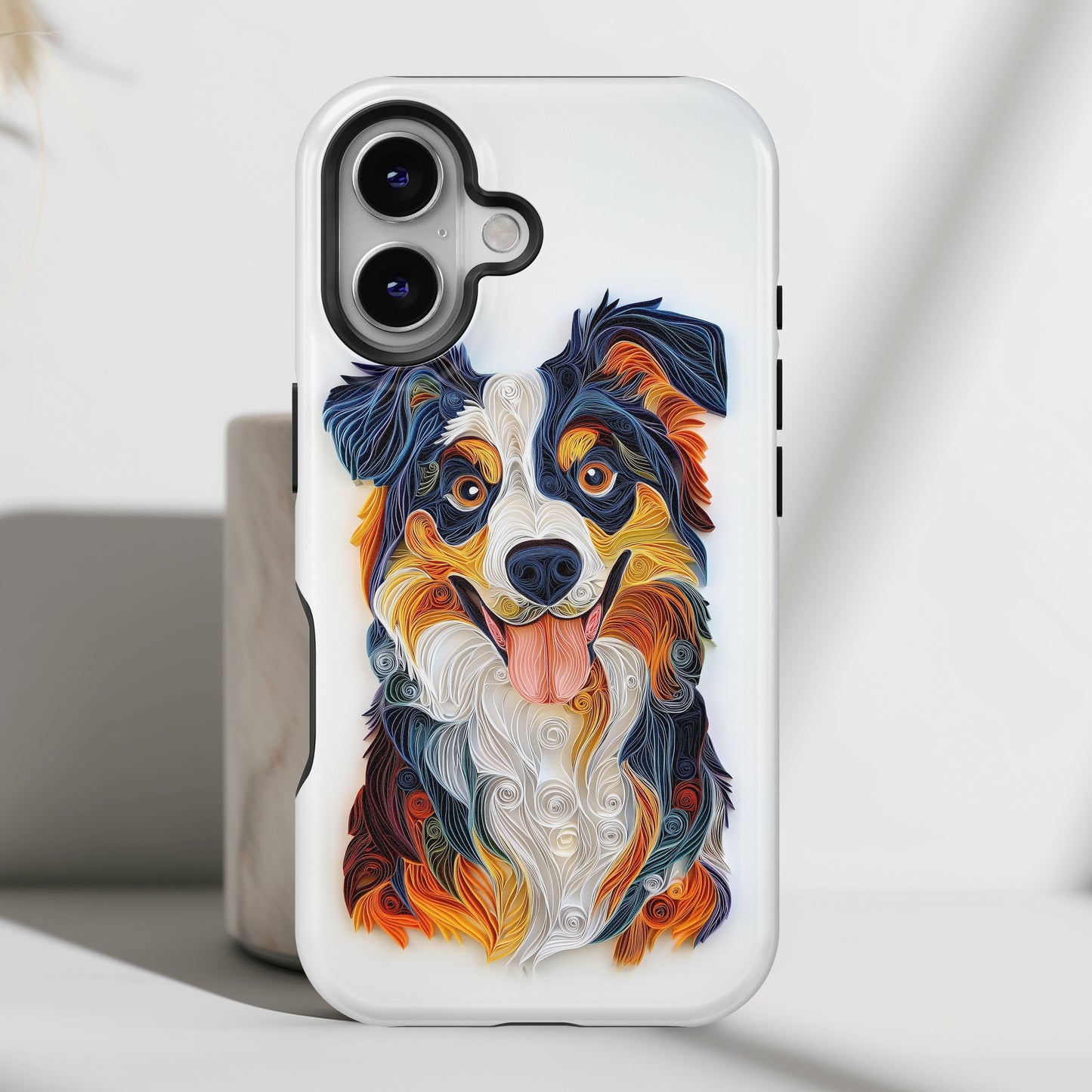 Australian Shepherd Paper Quilling Art Design iPhone Case