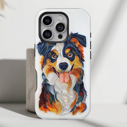 Australian Shepherd Paper Quilling Art Design iPhone Case