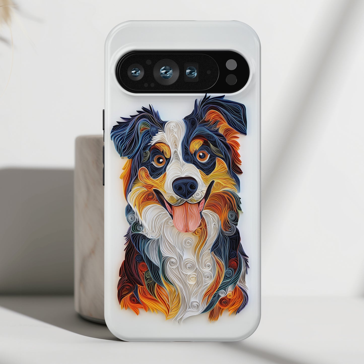 Australian Shepherd Paper Quilling Art Design Google Pixel Phone Case