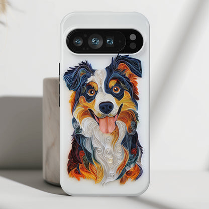 Australian Shepherd Paper Quilling Art Design Google Pixel Phone Case