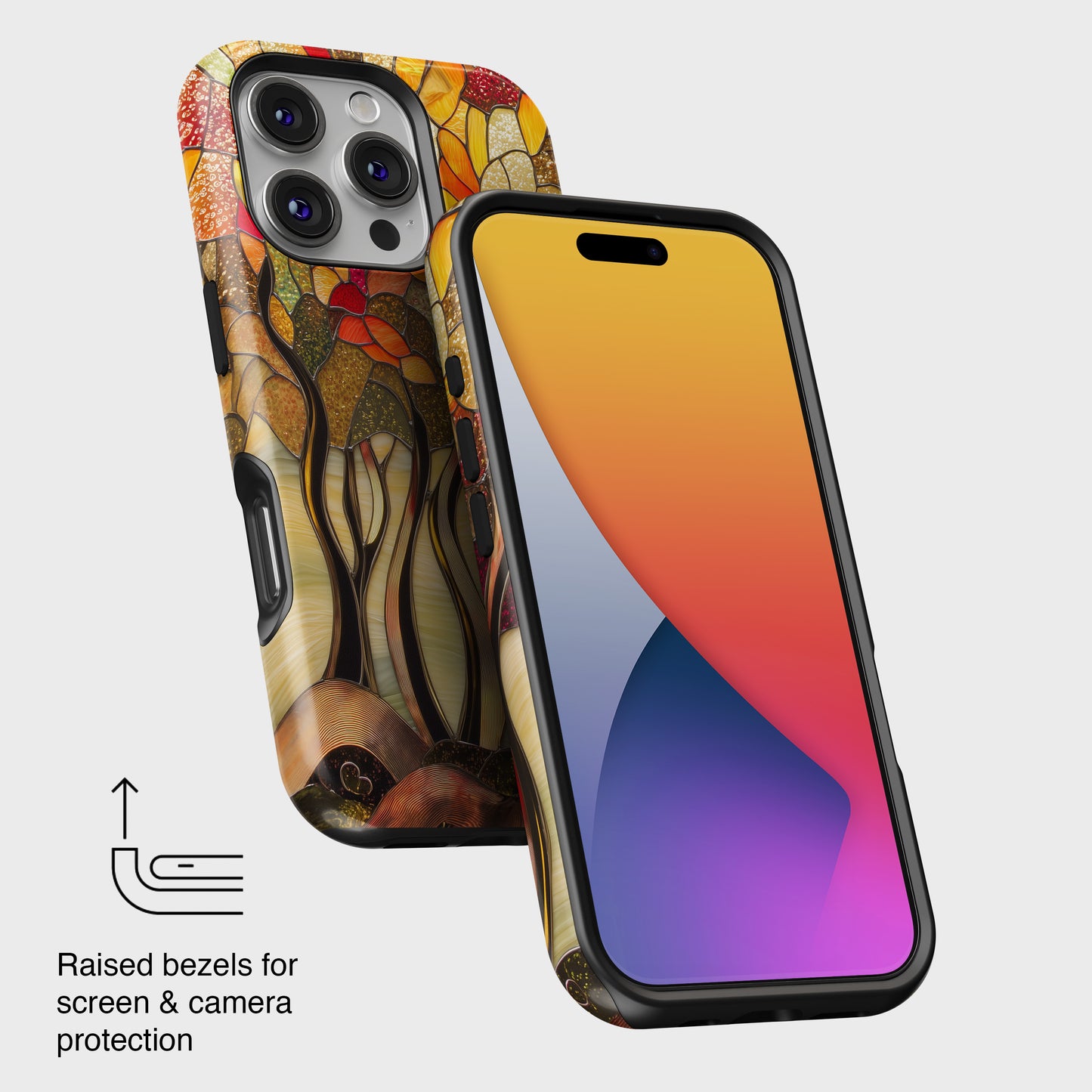 Autumn Forest Stained Glass Design iPhone Case