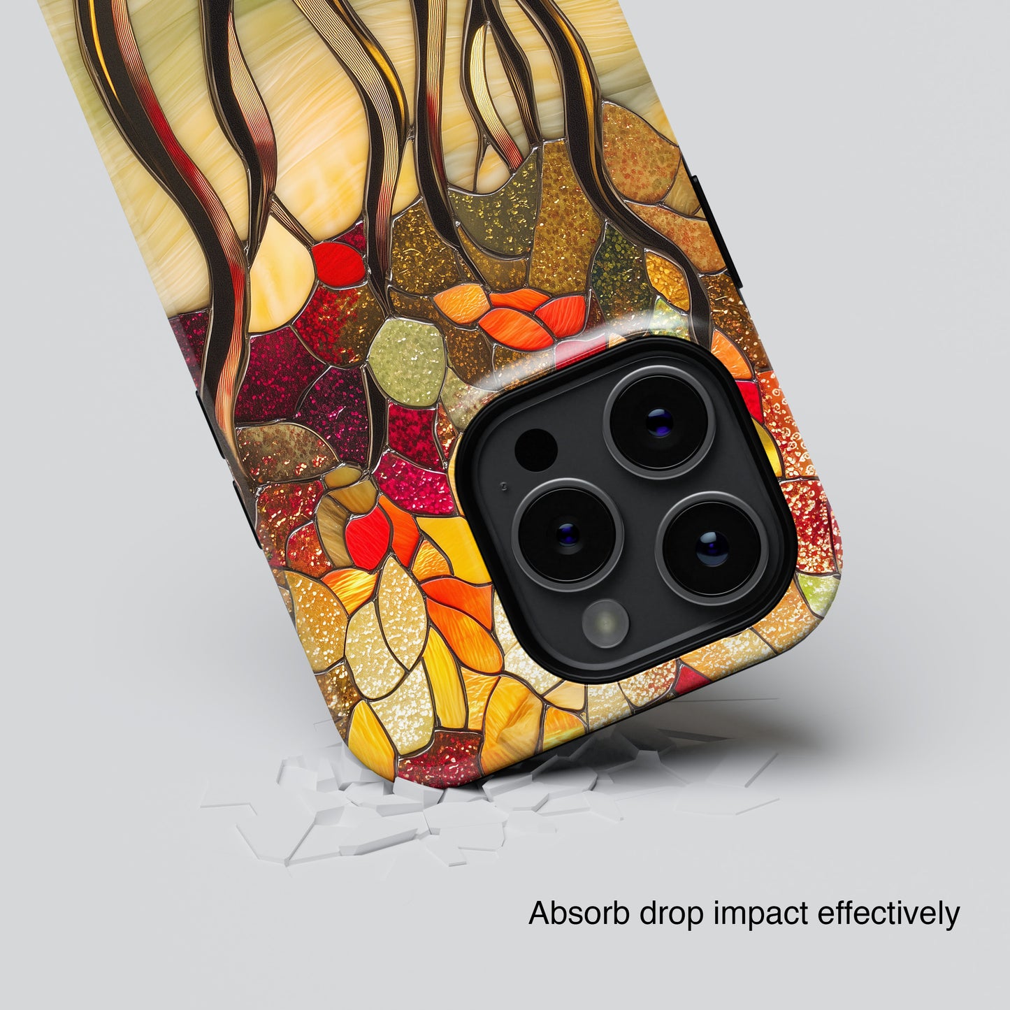 Autumn Forest Stained Glass Design iPhone Case