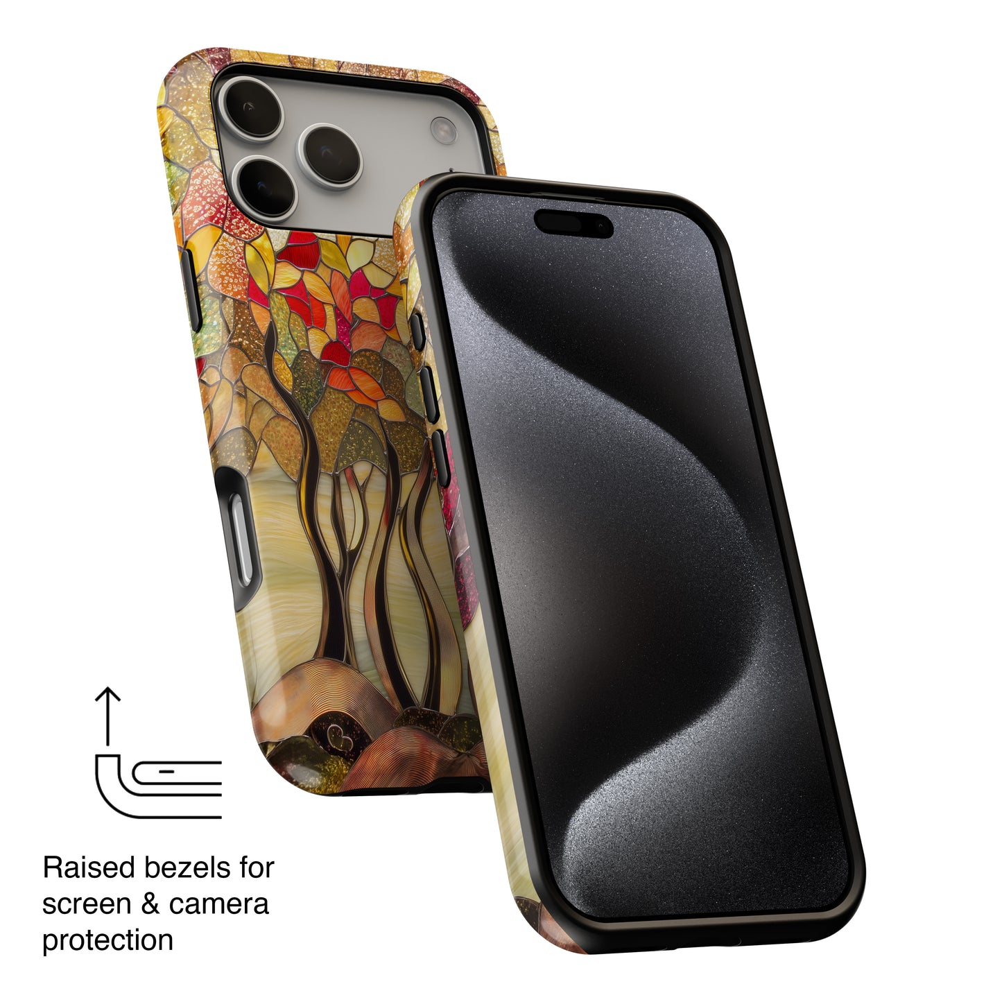 Autumn Forest Stained Glass Design iPhone Case